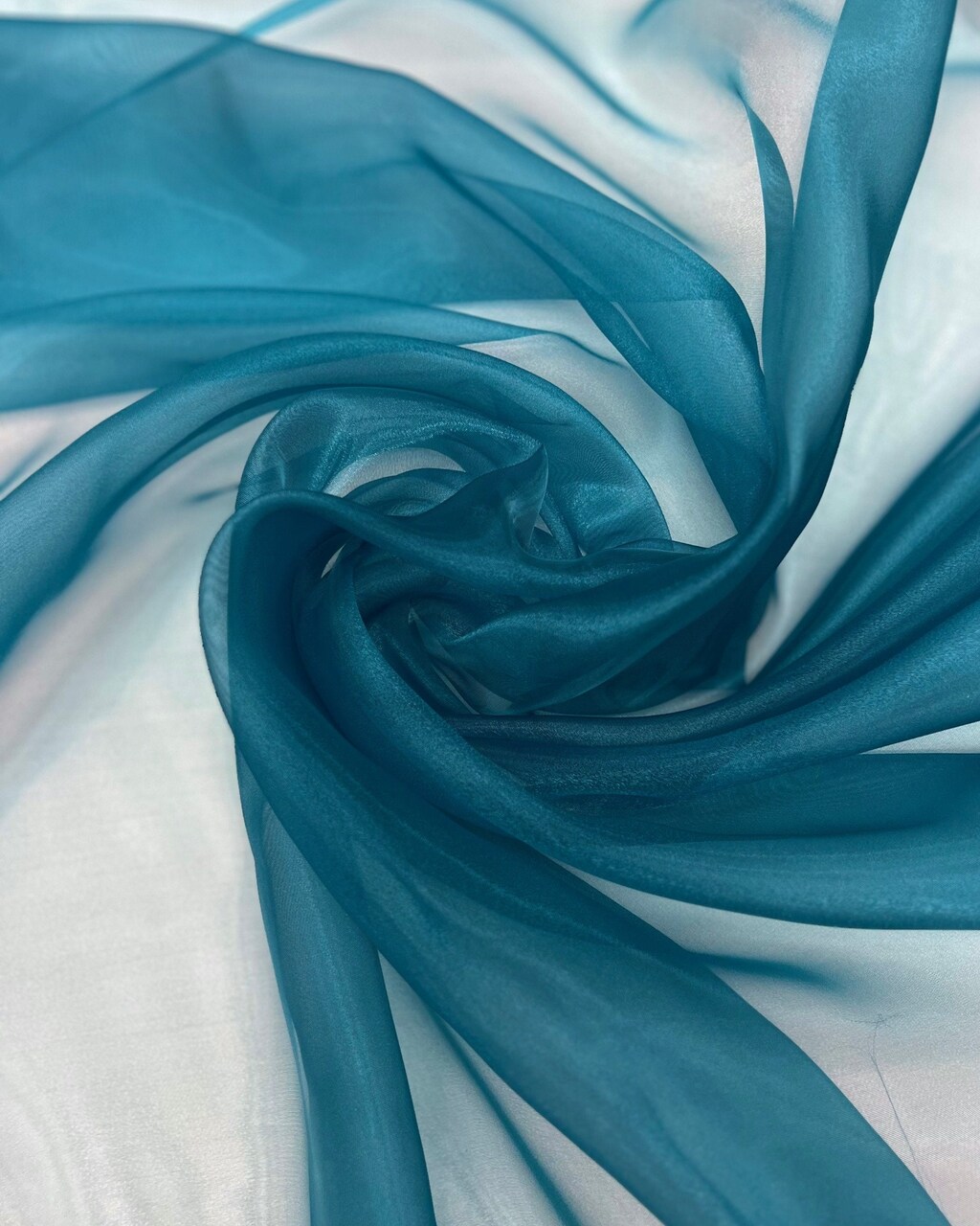 Teal Crystal Organza Fabric by the Yard, 60" Wide Sheer Lightweight Organza for Wedding Dresses, Event Decor, Curtains & Sewing